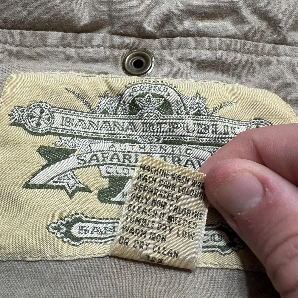Vtg Banana Republic Safari Vest Mens XL Gray Cotton Utility Outdoor Travel 80s